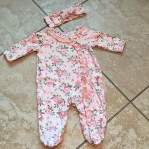 Nicole Miller baby girl one piece with headband